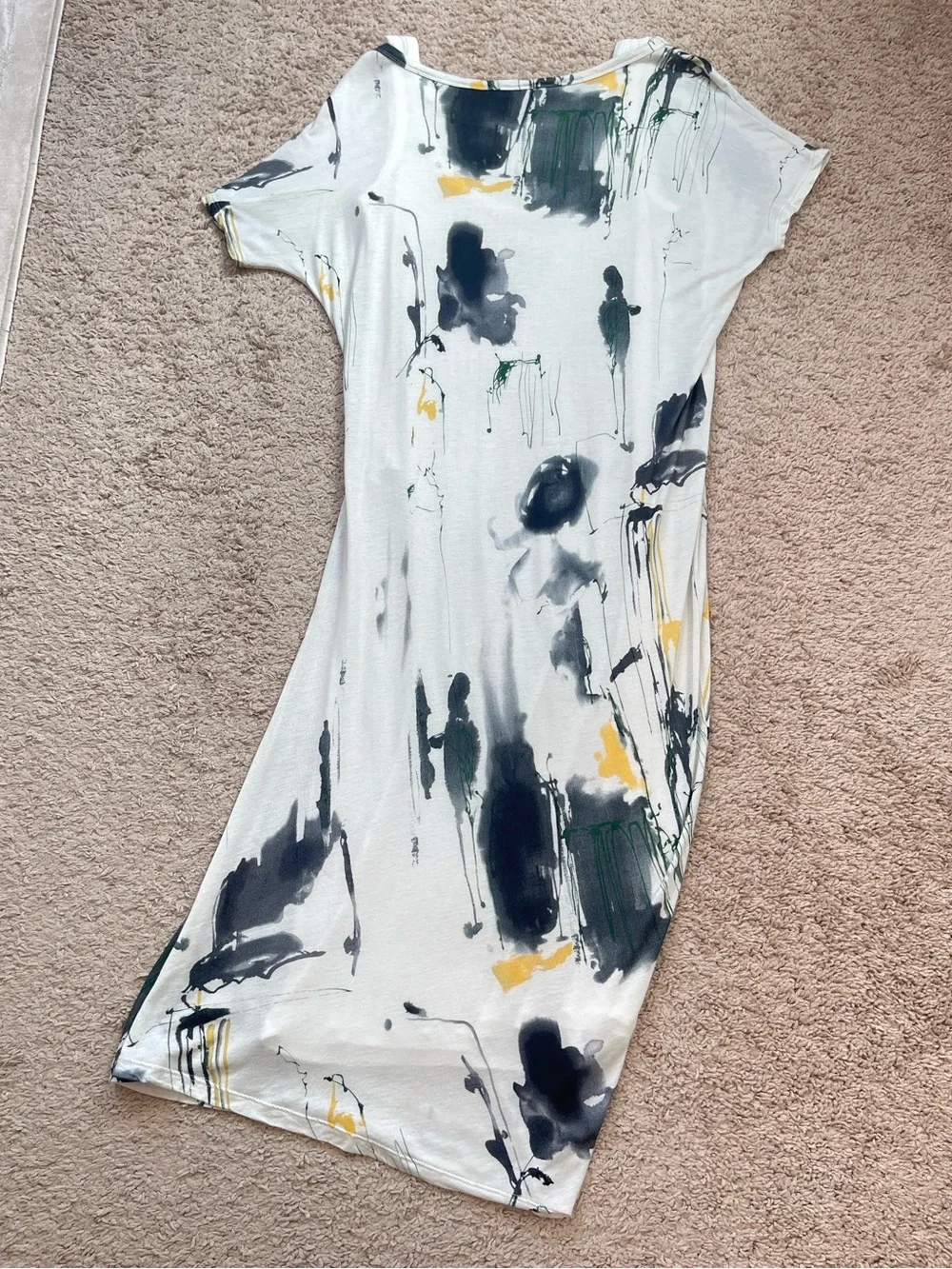 Uma Raquel Davidowicz Drapey Asymmetrical Abstract Paint Splatter Printed Dress - Picture 14 of 16
